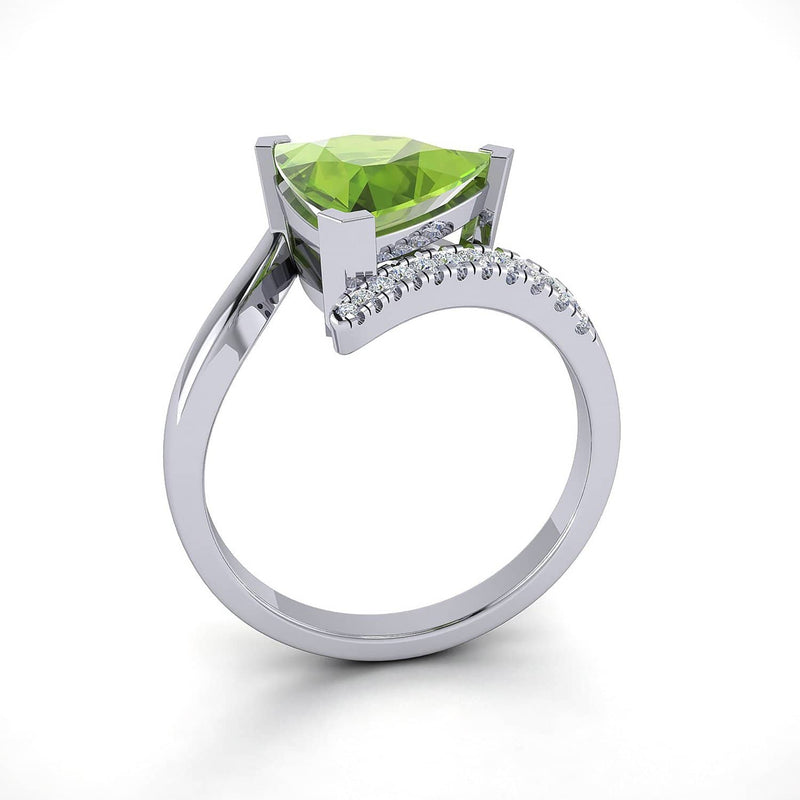 18k Solid Gold Triangle Peridot Diamond Engagement Ring | Rings Melbourne Australia