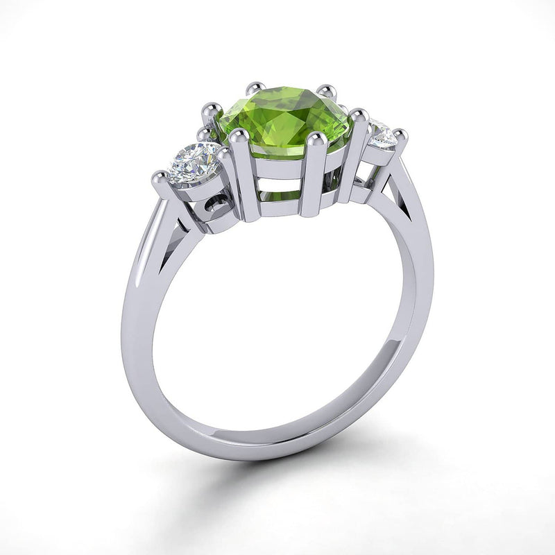 18k Solid Gold Round Peridot Diamond Wedding Ring | Rings Melbourne Australia