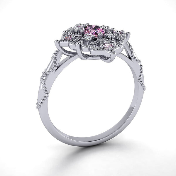 18k Solid Gold Antique Deco Pink Sapphire Diamond Engagement Ring - Melbourne, Australia