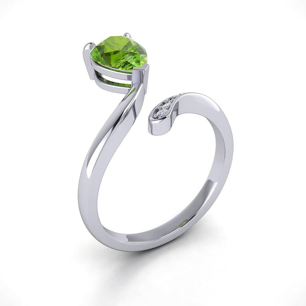 18k Solid Gold Pear Shape Peridot Diamond Open Ring | Rings Melbourne Australia