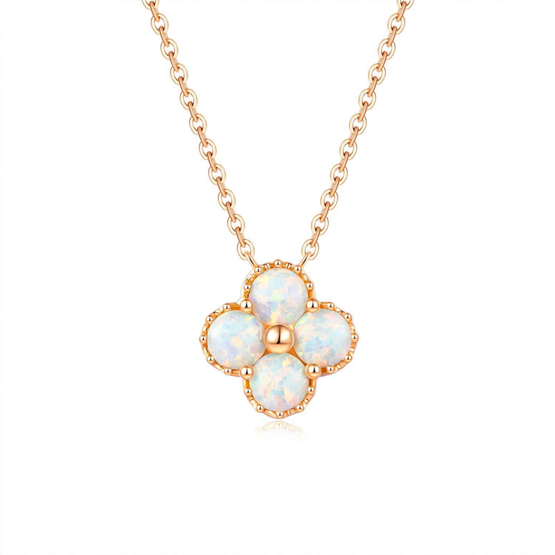 18k Solid Gold Australian  Opal Clover Necklace - Melbourne, Australia