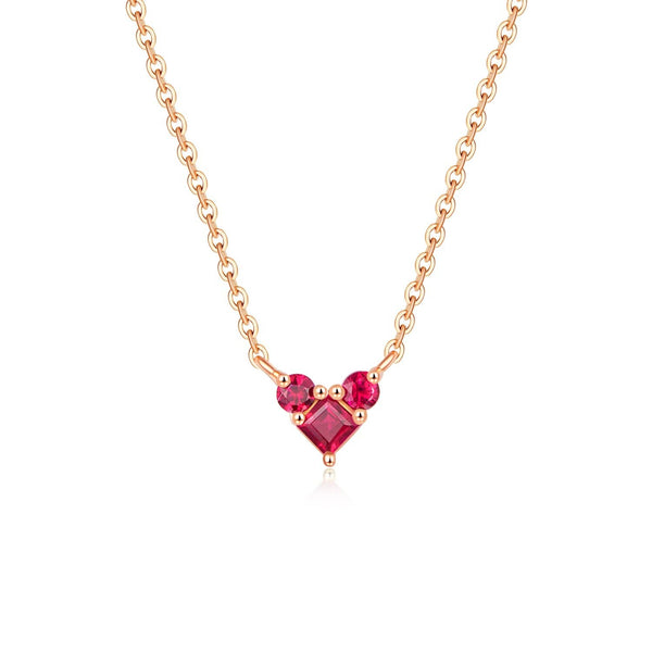 18k Solid Gold Heart Shape Natural Ruby Necklace - Melbourne, Australia