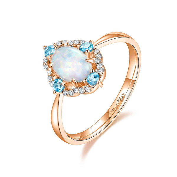18k Solid Gold Vintage Opal and Topaz Diamond Ring | Rings Melbourne Australia