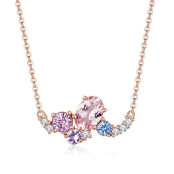 18k Solid Gold Baby Pink Sapphire and Diamond Cluster Necklace - Melbourne, Australia