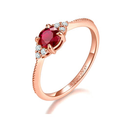 18k Solid Gold Round Ruby and Diamond Ring - Melbourne, Australia
