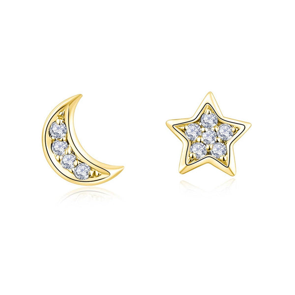 Star and Moon diamond Earrings in 18k Solid Gold - Melbourne, Australia