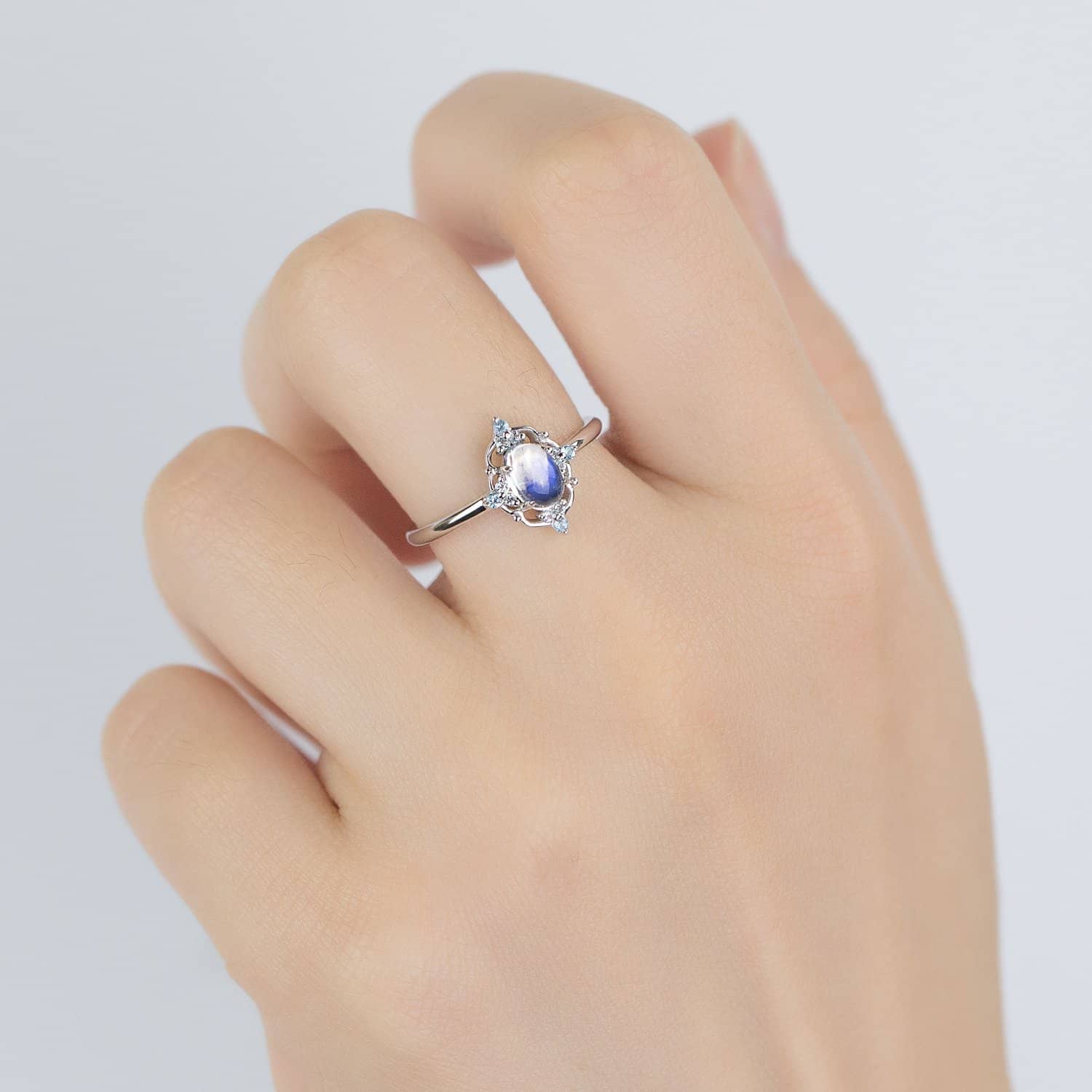 18k Solid Gold Moonstone and Blue Topaz Ring - Melbourne, Australia
