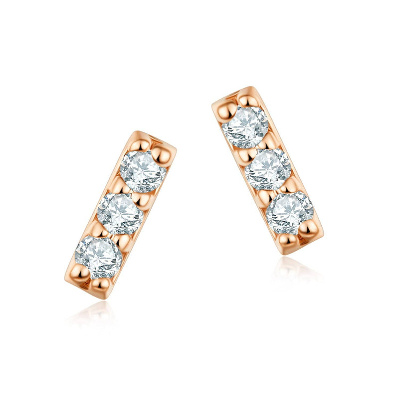 Rose gold discount diamond bar earrings