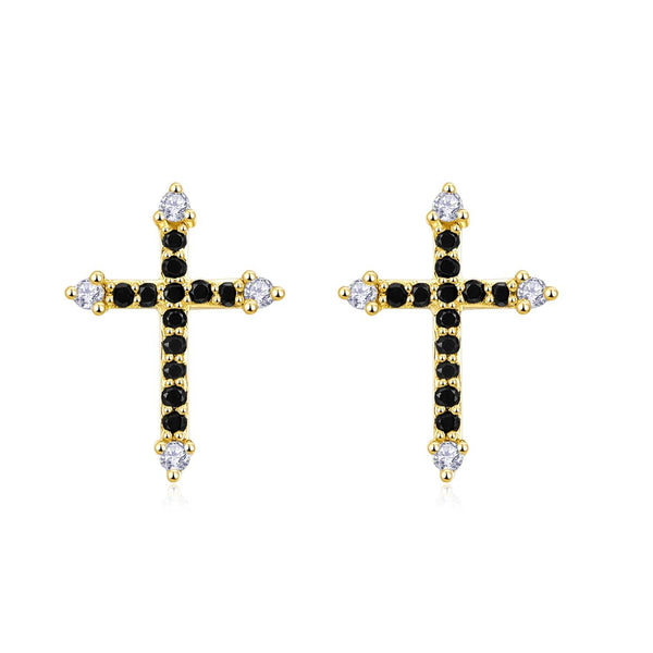 Cross Black Diamond Stud Earrings - Melbourne, Australia