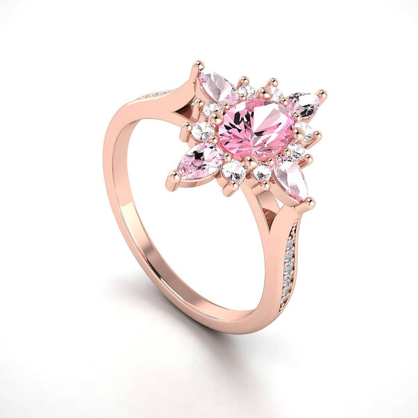 Antique Pink Diamond Sapphire Rings in 18K Yellow Gold Mlebourne, Australia