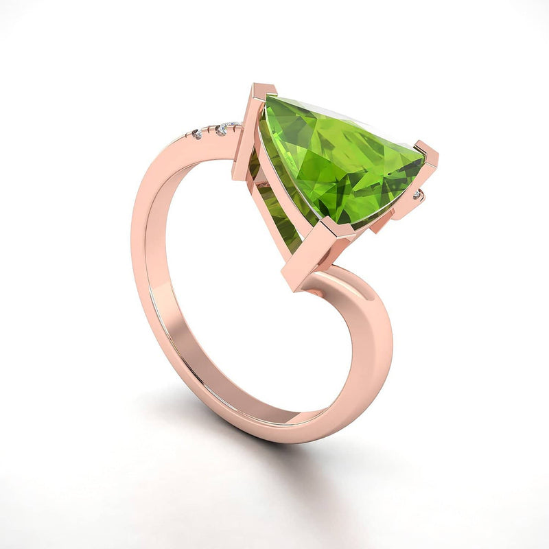 18k Solid Gold Triangle Peridot Diamond Engagement Ring | Rings Melbourne Australia
