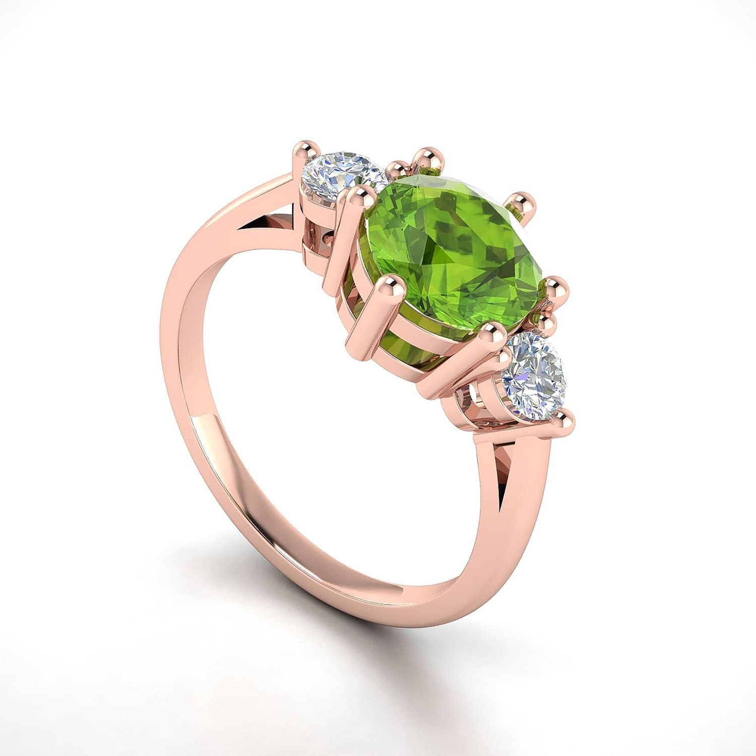 18k Solid Gold Round Peridot Diamond Wedding Ring | Rings Melbourne Australia