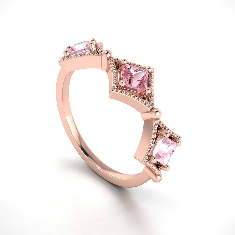 18k Solid Gold Antique Deco Pink Sapphire Ring - Melbourne, Australia