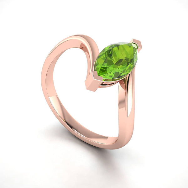 18k Solid Gold Marquise Shape Peridot Wedding Ring | Rings Melbourne Australia