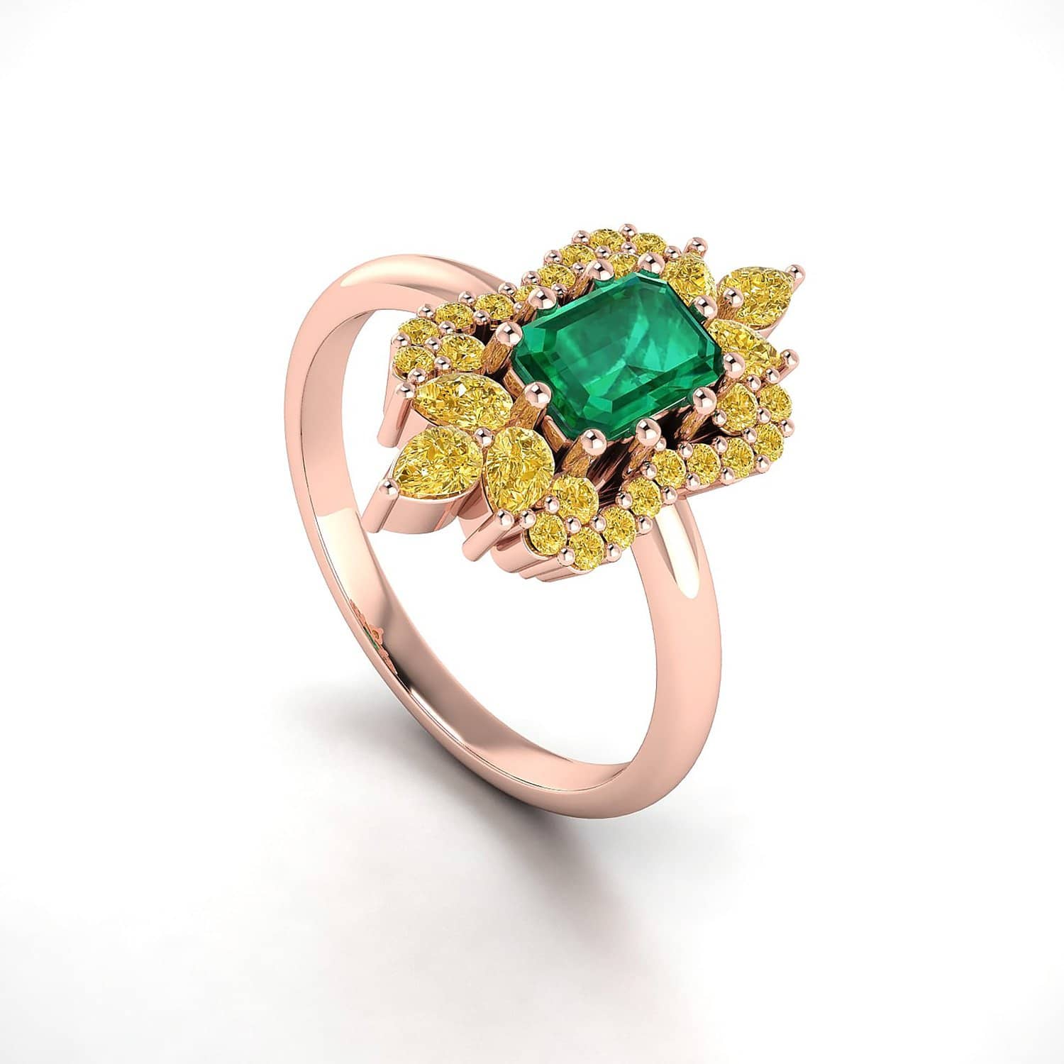 18K SOLID GOLD ANTIQUE DECO EMERALE-CUT EMERALD ENGAGEMENT RING - Melbourne, Australia
