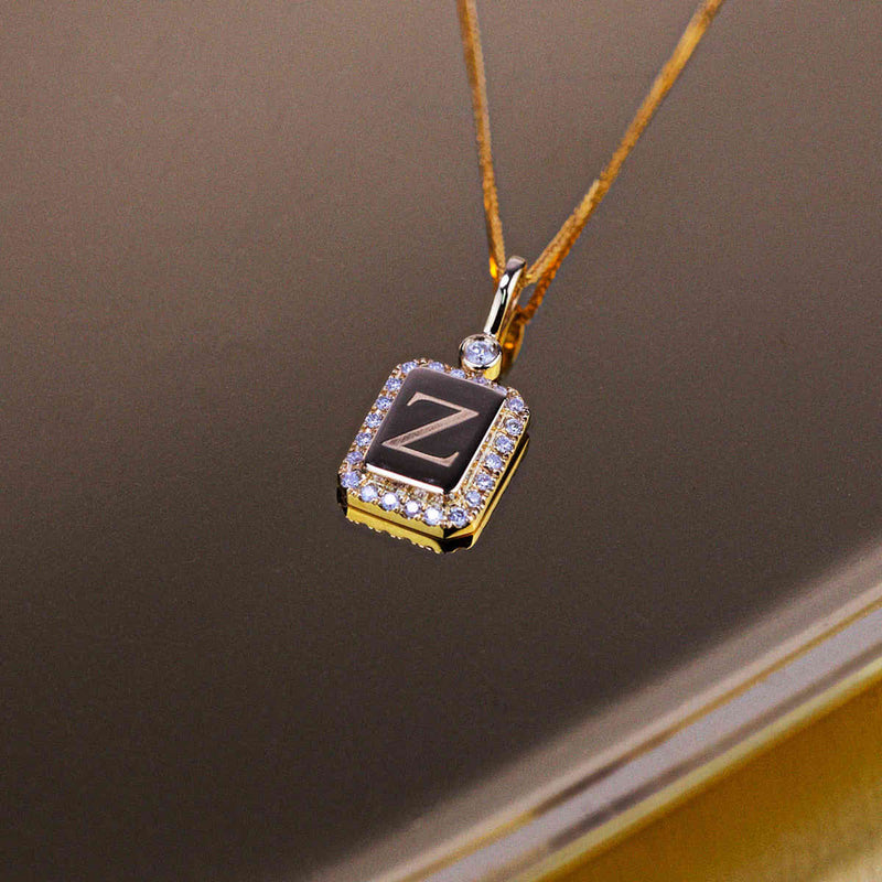 18K Solid Gold Diamond Signature Luxury Pendant | Necklaces