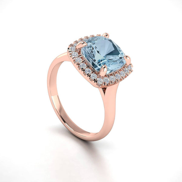 18K SOLID GOLD AQUAMARINE DIAMOND ENGAGEMENT RING - Melbourne, Australia