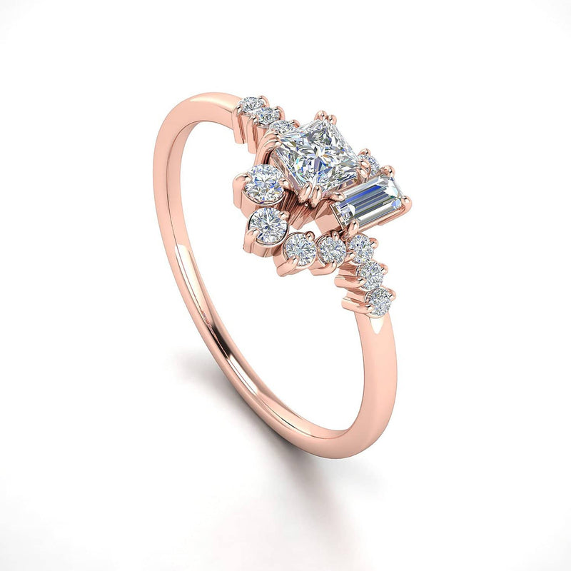 Browse princess cut engagement rings | 18k Solid Gold Sparkle Diamond Cluster Ring - Melbourne, Australia