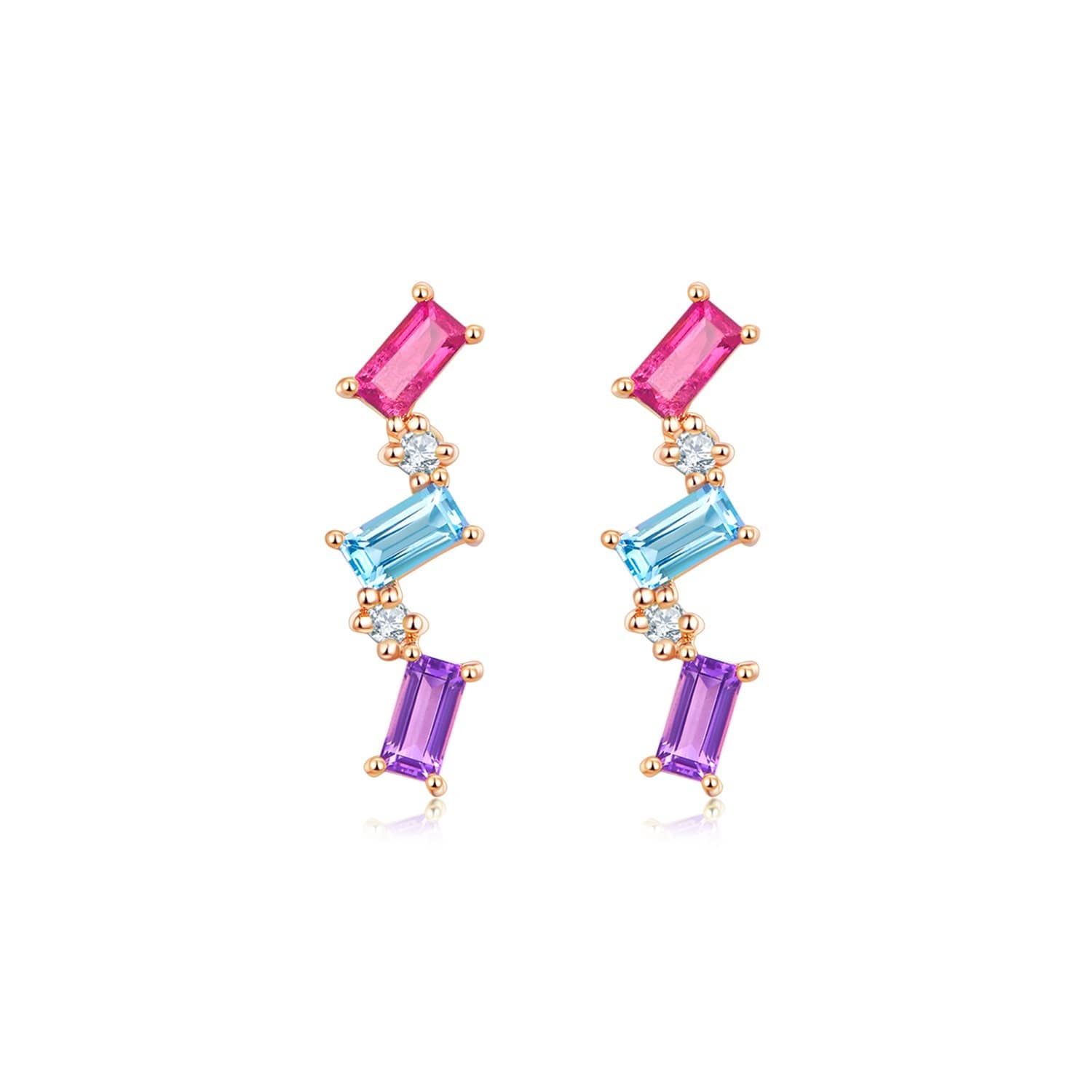 18k Solid Gold Tourmaline and Diamond Stud Earrings - Melbourne, Australia