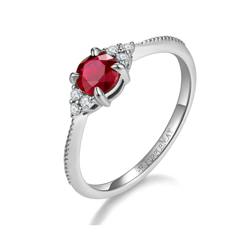 18k Solid Gold Round Ruby and Diamond Ring - Melbourne, Australia