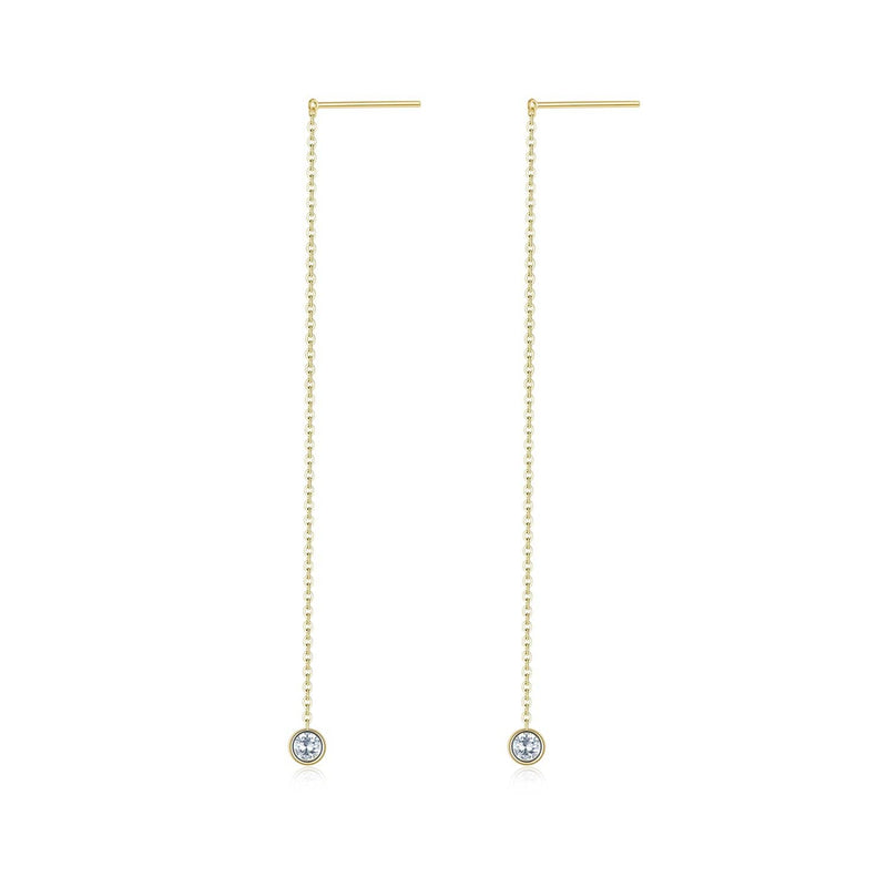 18k White Gold Bezel Set Diamond Drop Earrings - Melbourne, Australia