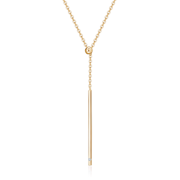 18k Solid Gold Vertical Diamond Bar Necklace - Melbourne, Australia