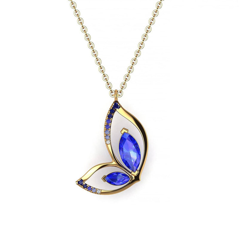 18K SOLID GOLD BUTTERFLY TANZANITE NECKLACE - Melbourne, Australia