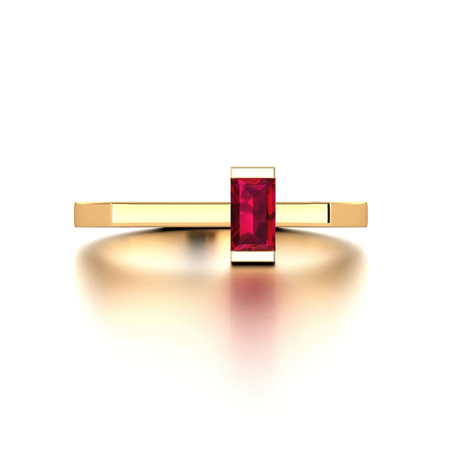18k Solid Gold Square Shaped Ruby Ring | PurpleMay Jewellery