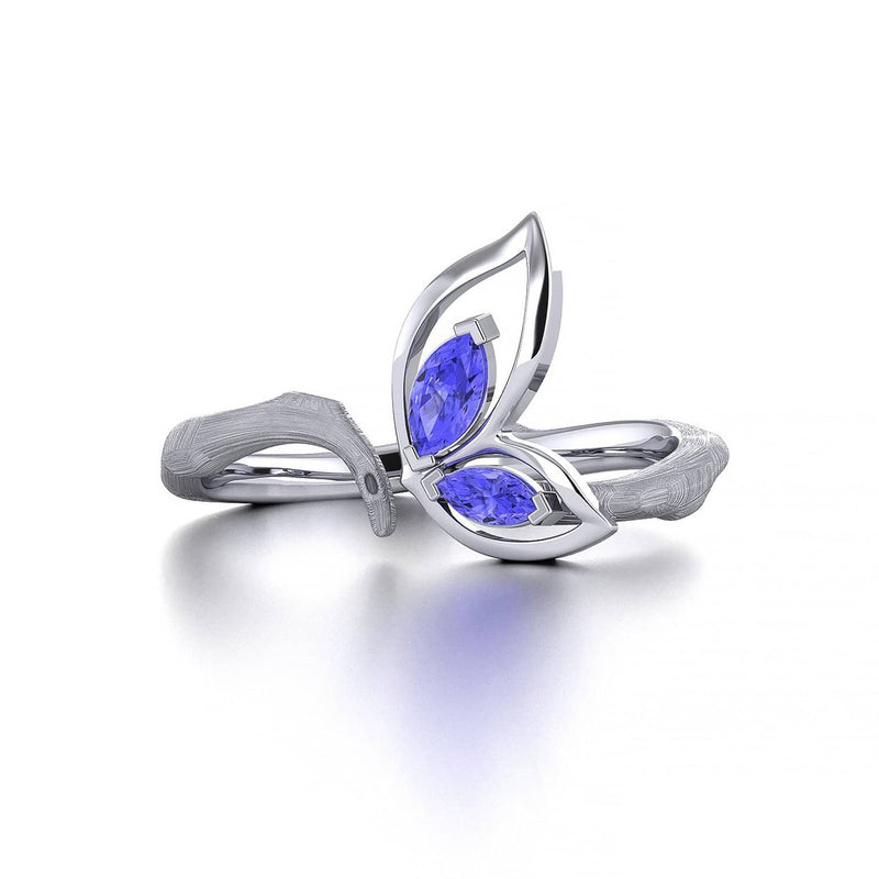 18K SOLID GOLD BUTTERFLY TANZANITE OPEN RING - Melbourne, Australia