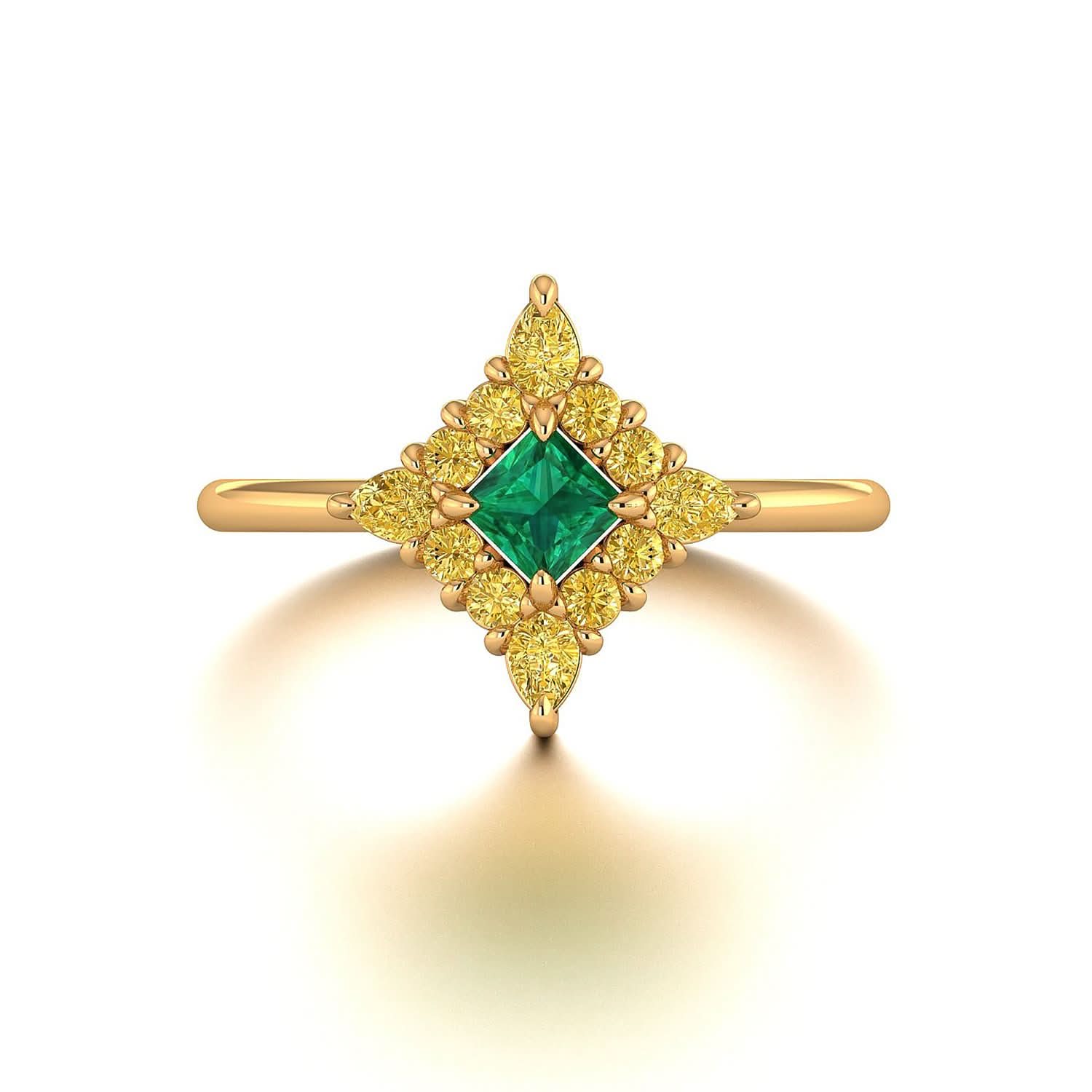18K SOLID GOLD ANTIQUE DECO SQUARE EMERALD ENGAGEMENT RING - Melbourne, Australia