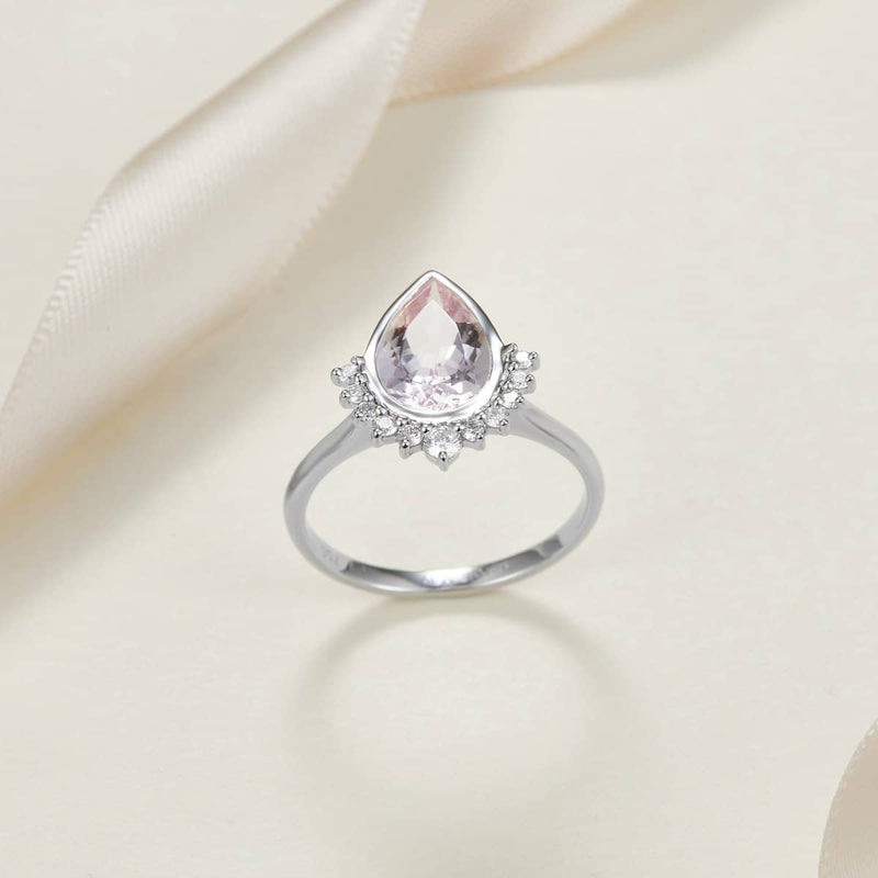 2 Carat 7x5mm Emerald Cut Pink Morganite Engagement Ring 10k Rose Gold  Promise Ring for Bride or Anniversary Gift Startling Jewelry Twisted Across  Design Halo Art Deco - Walmart.com