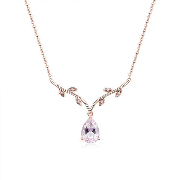 18k Solid Gold Pink Morganite Diamond Necklace - Melbourne, Australia