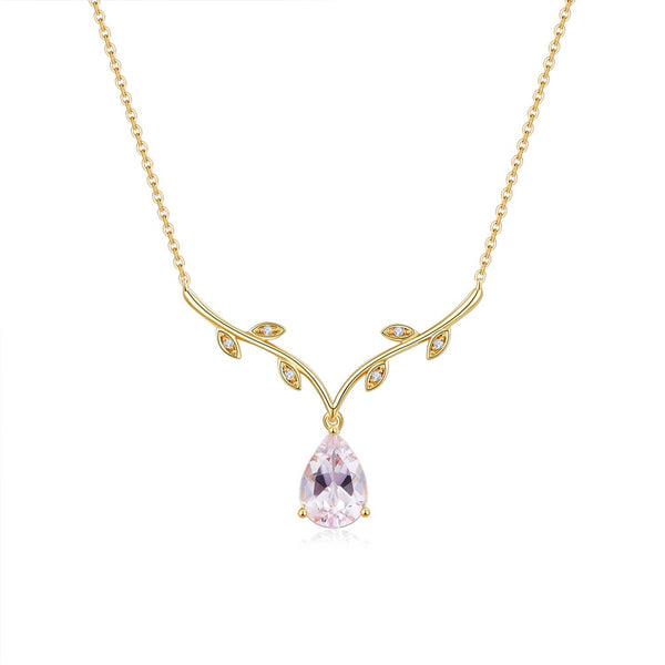 18k Solid Gold Pink Morganite Diamond Necklace - Melbourne, Australia