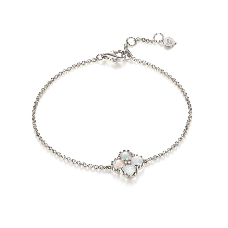 Chloe White Opal Clover Bracelet PurpleMay Jewellery