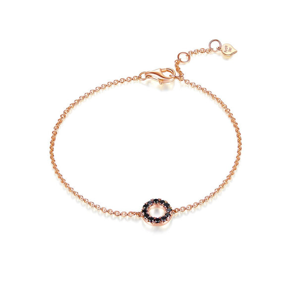 18k Solid Gold Circle Black Diamond Bracelet - Melbourne, Australia