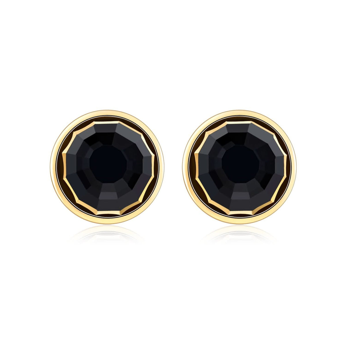 18k Solid Gold Round Black Onyx Stud Earrings - Melbourne, Australia