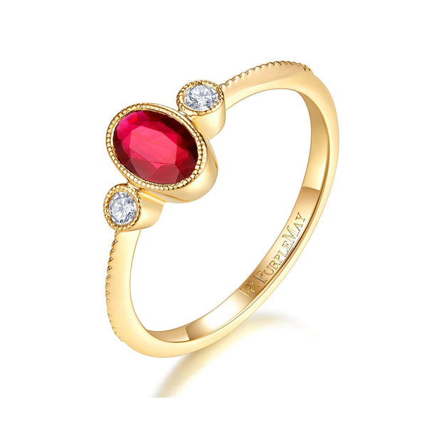 Bezel Set Round Diamond Engagement Ring Melbourne, Australia | 18k Solid Gold Oval Bezel Set Ruby Ring