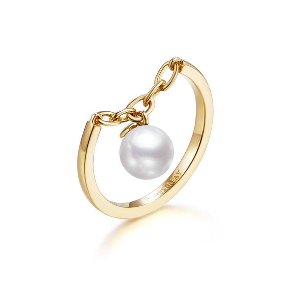 18k Solid Gold Akoya Pearl Chain Ring - Melbourne, Australia