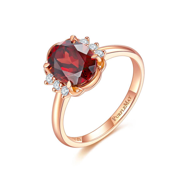 18k Solid Gold Oval Cut Garnet Engagement Ring - Melbourne, Australia