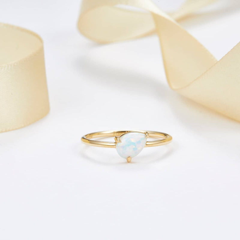18k Solid Gold Pear Shape Australian White Opal Ring Band | Rings Melbourne Australia