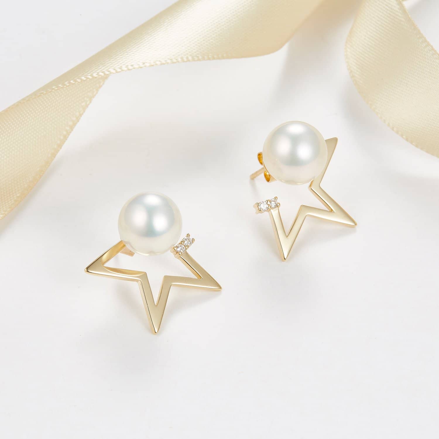 Sea Pearl Studs with Diamond Star Two Way Earrings - Melbourne, Australia