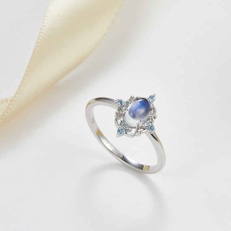 18k Solid Gold Moonstone and Blue Topaz Ring - Melbourne, Australia