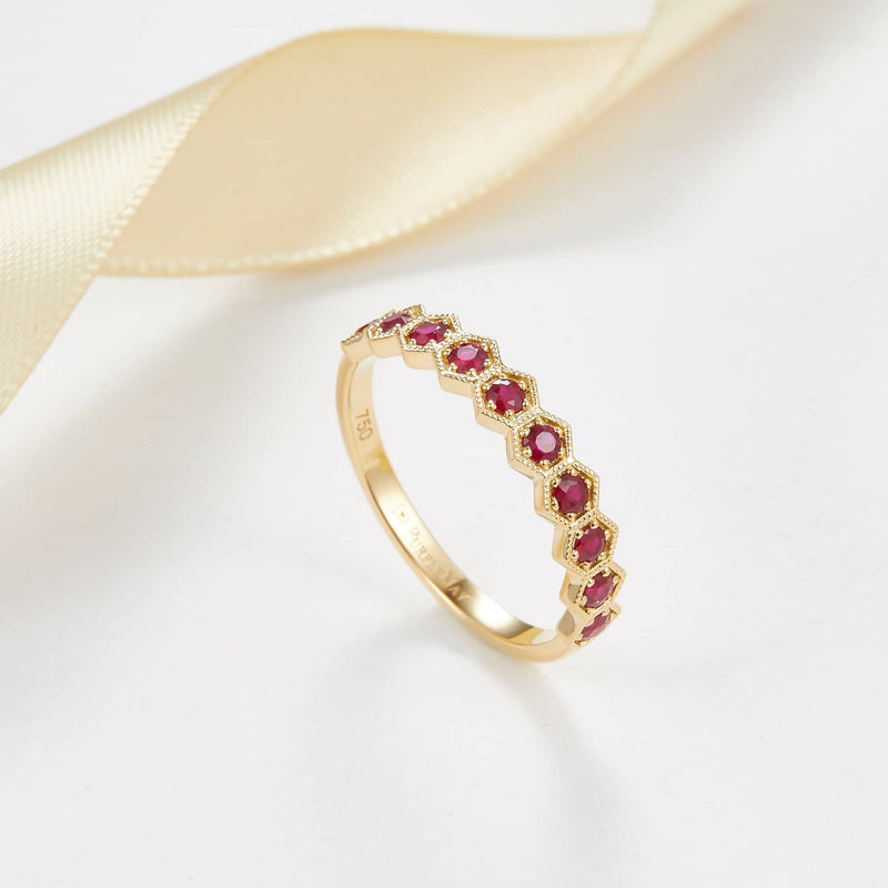 18k Solid Gold Half Eternity To Be Loved Natural Ruby Wedding Ring Band - Melbourne, Australia