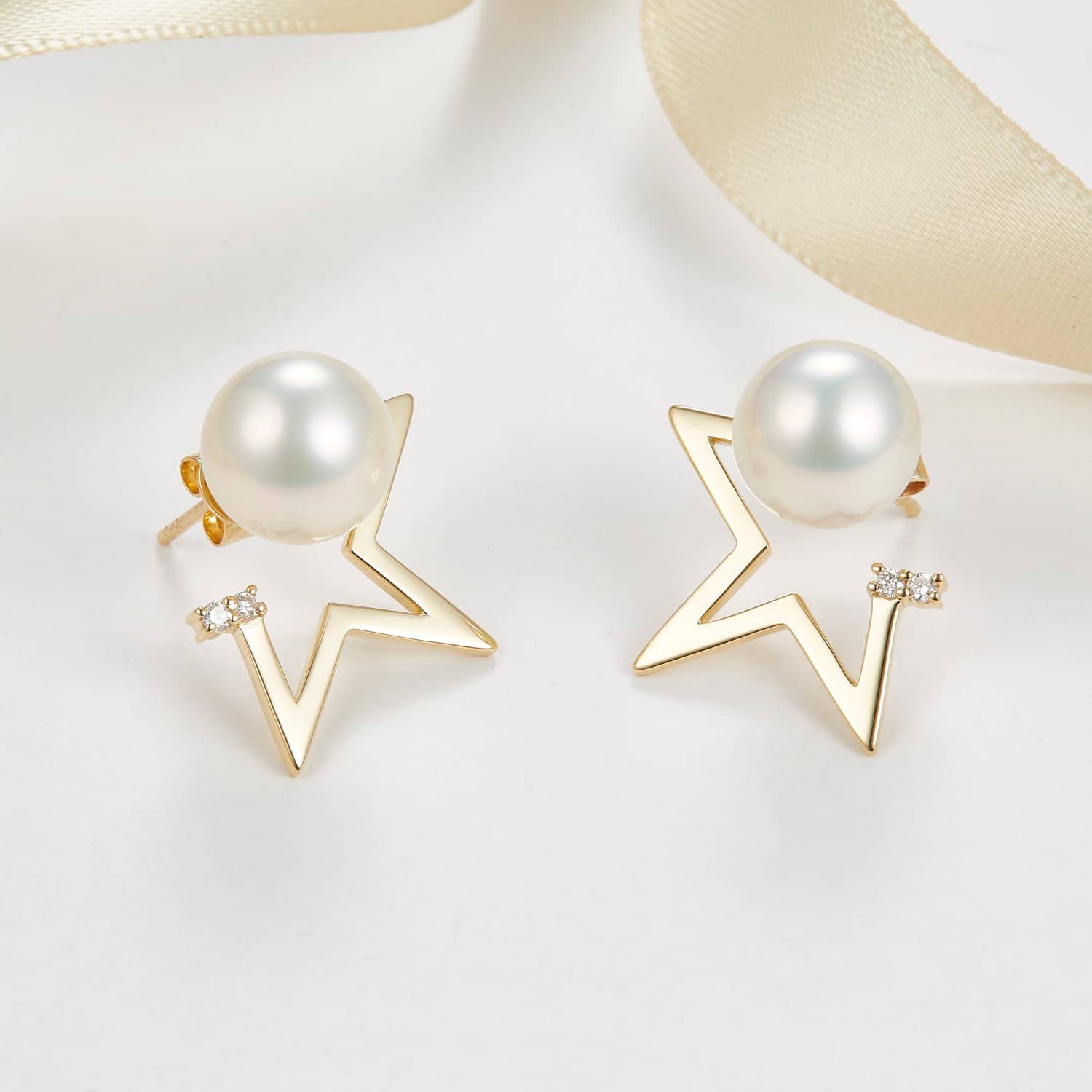 Sea Pearl Studs with Diamond Star Two Way Earrings - Melbourne, Australia