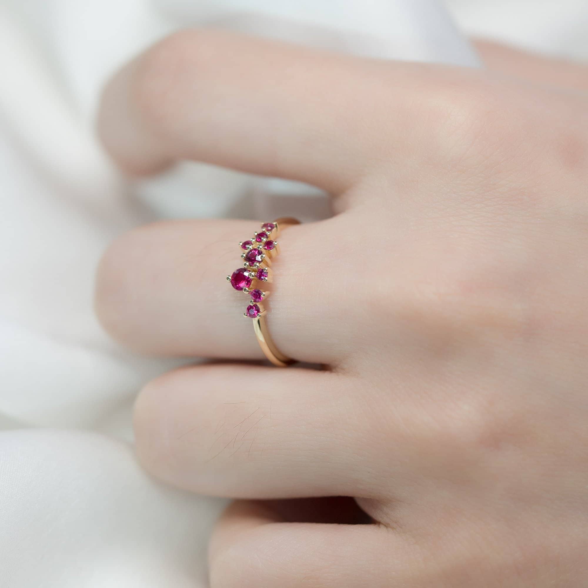 18k Solid Gold Brilliant Ruby Cluster Ring - Melbourne, Australia