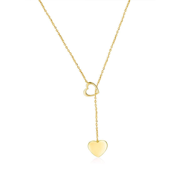 18k Solid Gold Double Hearts Pendant Necklace - Melbourne, Australia