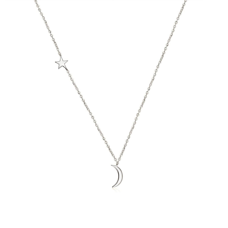 18k Solid Gold Delicate Moon and Star Necklace - Melbourne, Australia