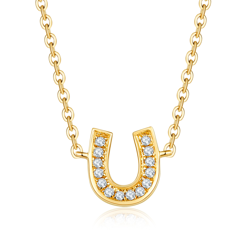 18k Solid Gold U-Shape Diamond Necklace - Melbourne, Australia