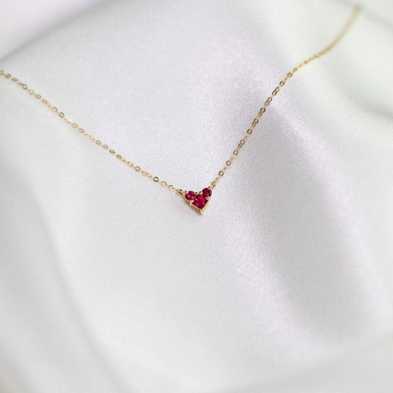 18k Solid Gold Heart Shape Natural Ruby Necklace - Melbourne, Australia