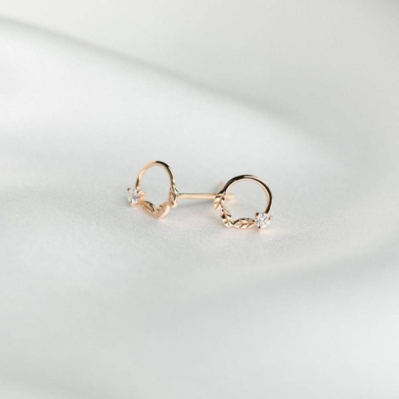 Leaves Diamond Earring Studs in 18k Rose Gold - Melbourne, Australia